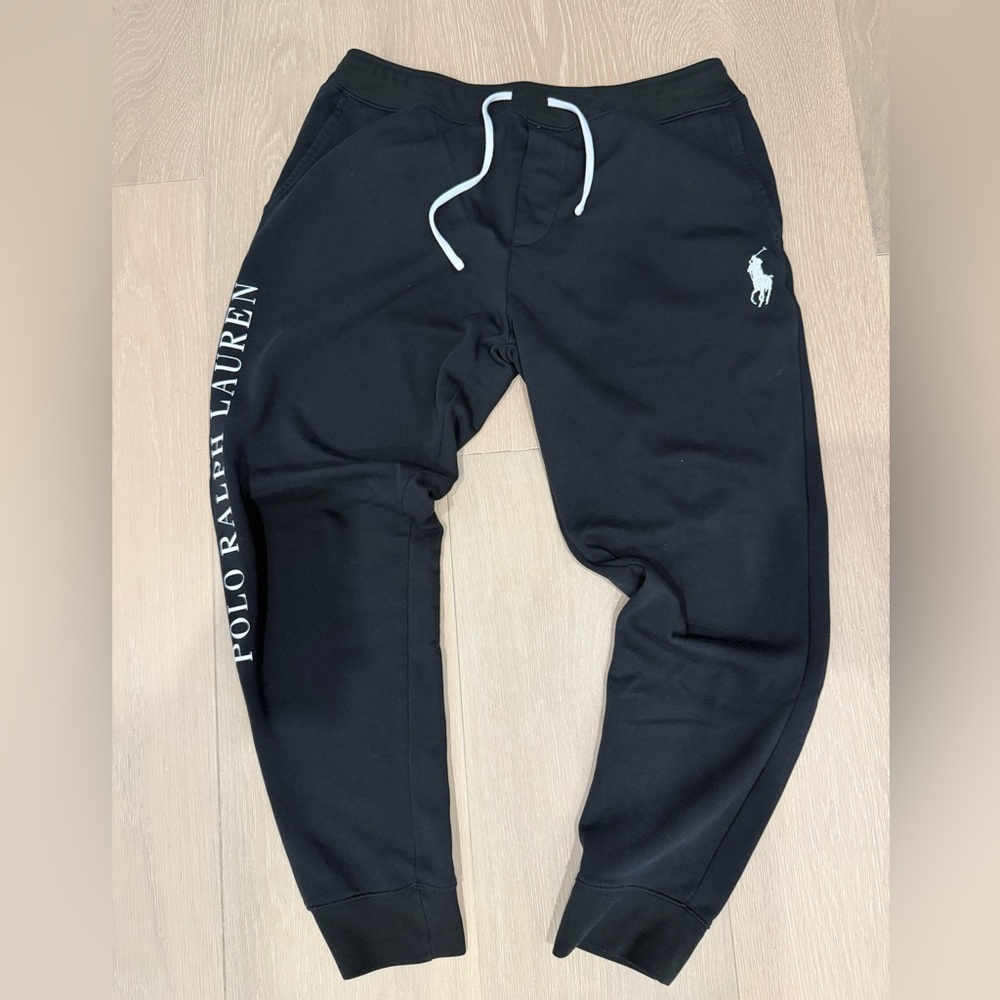 Polo Ralph Lauren Black Sweatpants with spell out logo